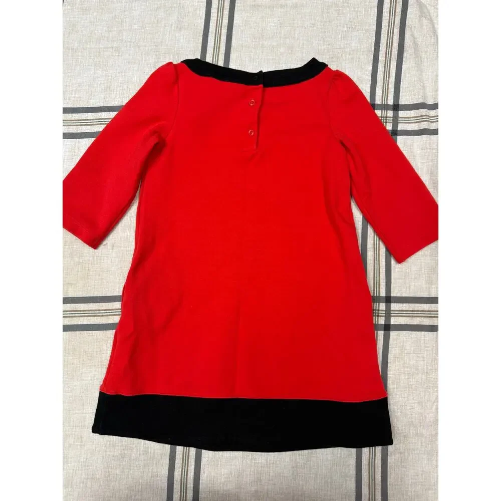 Janie and Jack Girls Size 6 Red Black Colorblock Dress Floral Rosette